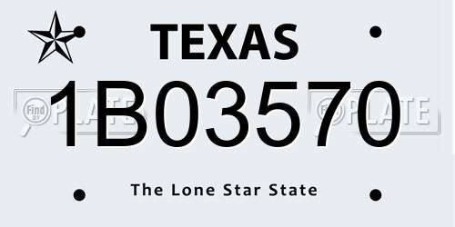 1B03570 Texas License Plate