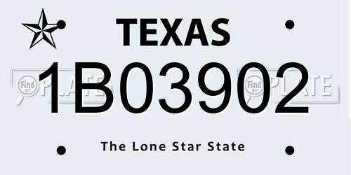 1B03902 Texas License Plate