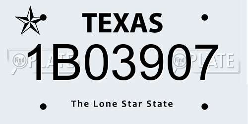 1B03907 Texas License Plate