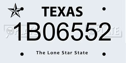 1B06552 Texas License Plate