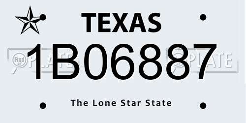 1B06887 Texas License Plate
