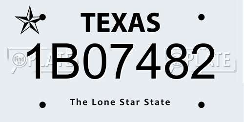 1B07482 Texas License Plate