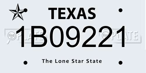 1B09221 Texas License Plate