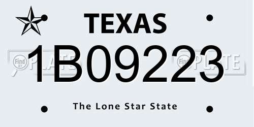 1B09223 Texas License Plate