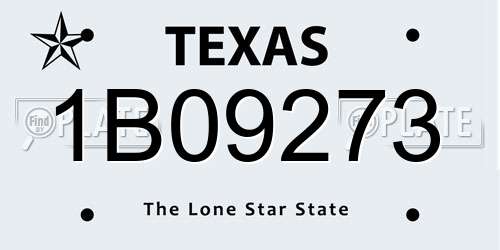 1B09273 Texas License Plate