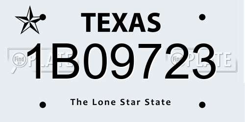 1B09723 Texas License Plate