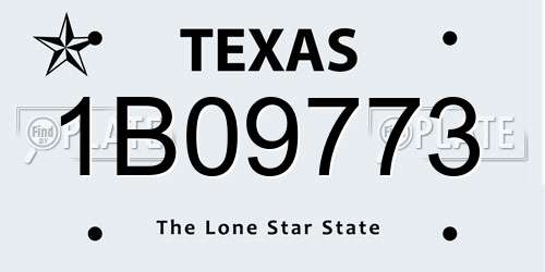 1B09773 Texas License Plate