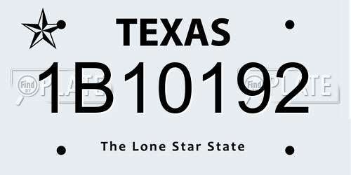 1B10192 Texas License Plate