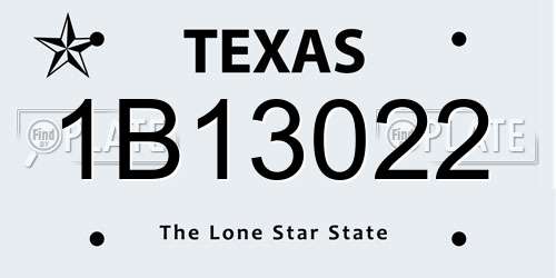 1B13022 Texas License Plate