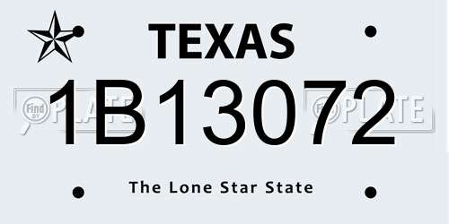 1B13072 Texas License Plate