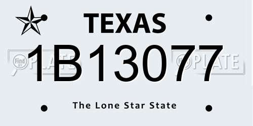 1B13077 Texas License Plate