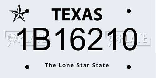 1B16210 Texas License Plate