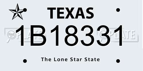 1B18331 Texas License Plate