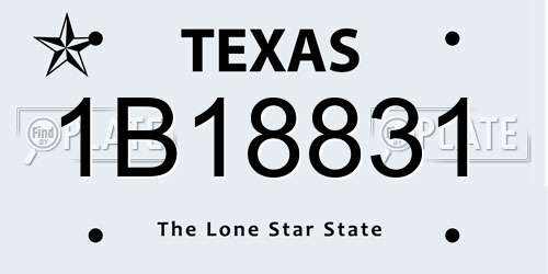 1B18831 Texas License Plate