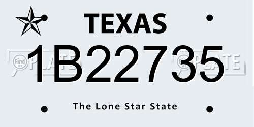 1B22735 Texas License Plate