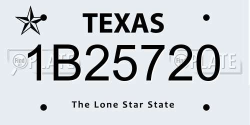 1B25720 Texas License Plate