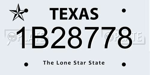 1B28778 Texas License Plate