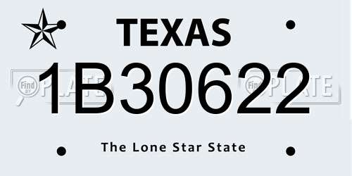 1B30622 Texas License Plate