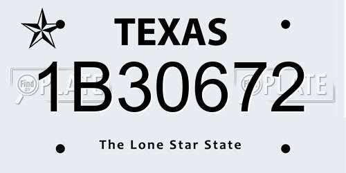 1B30672 Texas License Plate