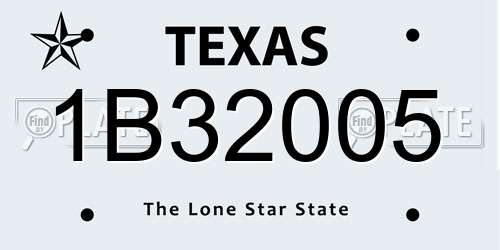 1B32005 Texas License Plate