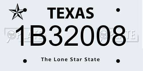 1B32008 Texas License Plate