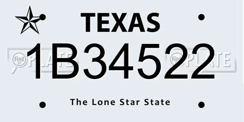 1B34522 Texas License Plate