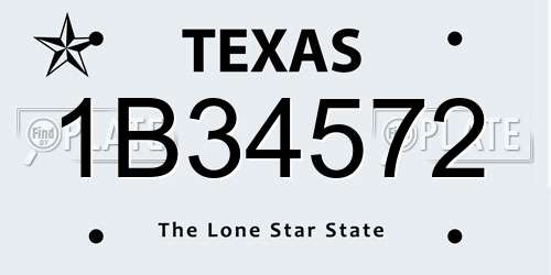 1B34572 Texas License Plate