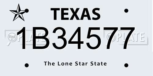 1B34577 Texas License Plate