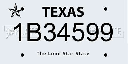 1B34599 Texas License Plate
