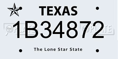 1B34872 Texas License Plate