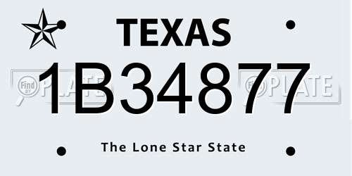 1B34877 Texas License Plate