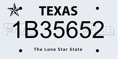 1B35652 Texas License Plate