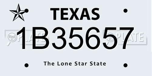 1B35657 Texas License Plate