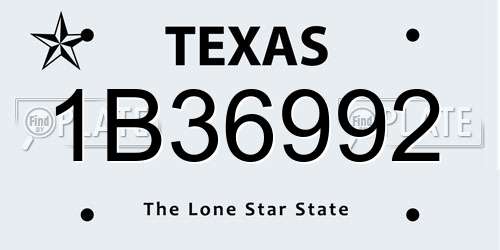 1B36992 Texas License Plate