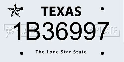 1B36997 Texas License Plate