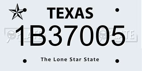1B37005 Texas License Plate