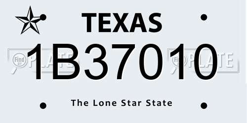 1B37010 Texas License Plate