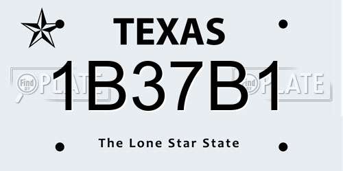 1B37B1 Texas License Plate