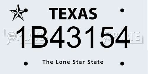 1B43154 Texas License Plate