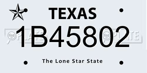 1B45802 Texas License Plate