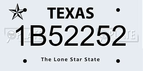 1B52252 Texas License Plate