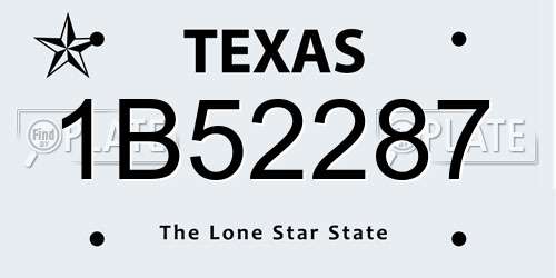 1B52287 Texas License Plate