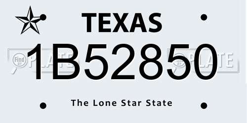 1B52850 Texas License Plate
