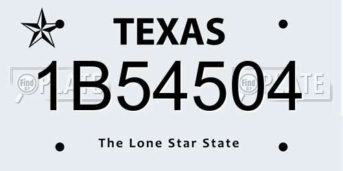 1B54504 Texas License Plate