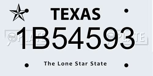 1B54593 Texas License Plate