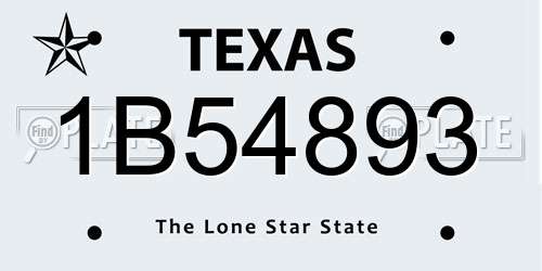 1B54893 Texas License Plate