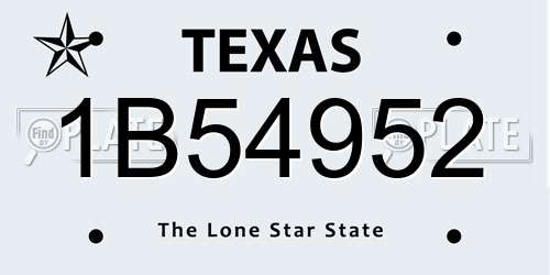 1B54952 Texas License Plate