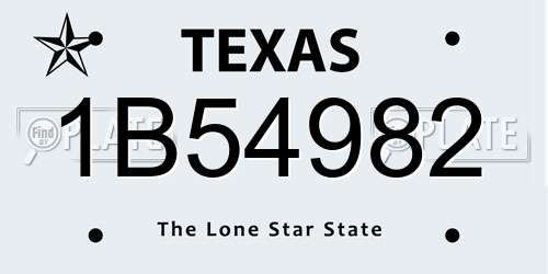 1B54982 Texas License Plate