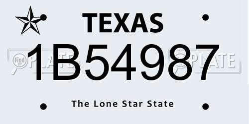 1B54987 Texas License Plate