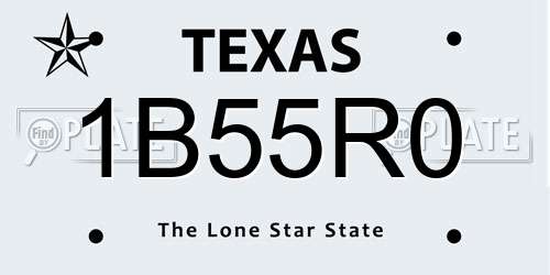 1B55R0 Texas License Plate